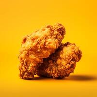 colorful minimalist fried chicken isolated on yellow background generative ai photo