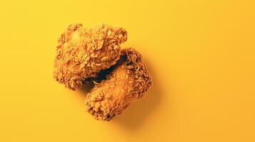 vistoso minimalista frito pollo aislado en amarillo antecedentes generativo ai foto