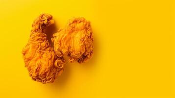 vistoso minimalista frito pollo aislado en amarillo antecedentes generativo ai foto