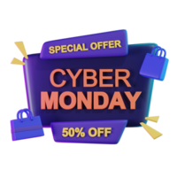 cyber Lundi 50 3d illustration png