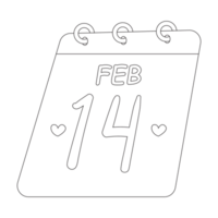 Calendar Valentine Sticker Outline 2D Illustration png