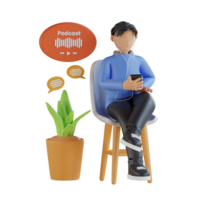 People Podcast 3D Illustrations png