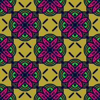 Retro geometric pattern in repeat. Fabric print. Damask style Seamless pattern background, mosaic ornament, vintage style. Design for prints on fabrics photo
