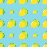sin costura modelo amarillo limón hojas Fruta con dibujos animados aislado en verde.brillante de delicioso Fruta ilustración usado para antecedentes foto