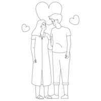 Look at Each Other Valentine Outline 2D Illustration png