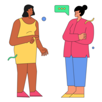 Two Girl People Communication Color 2D Illustration png