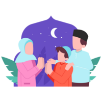 familie eid al-fitr 2d kleur illustraties png