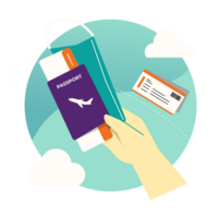 Travel Ticket And Passport Vector Illustration png