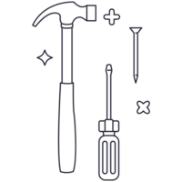 martello e Chiodi kit di strumenti 2d schema illustrazioni png