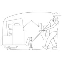 Transporting Goods Package Delivery 2D Outline Illustrations png