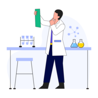 Checking Scientist 2D Color Illustrations png