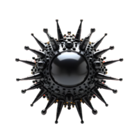 black virus illustration isolated on transparent background ,atomic micro organism png ,generative ai