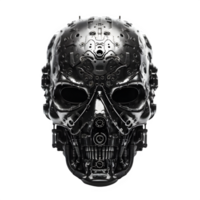 iron skull helmet isolated on transparent background ,futuristic robot helmet ,generative ai png