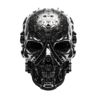 iron skull helmet isolated on transparent background ,futuristic robot helmet , png