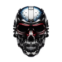 iron skull helmet isolated on transparent background ,futuristic robot helmet , png