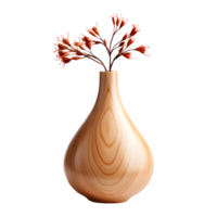 wooden vase isolated on transparent background ,wooden jug cut out ,generative ai png