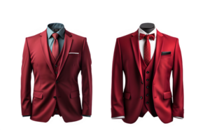 red tuxedo suit mockup on transparent background ,tuxedo isolated cut out ,generative ai png