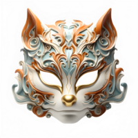 japonés gato máscara aislado en transparente antecedentes ,kitsune máscara cortar fuera ,generativo ai png
