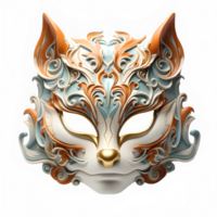 japansk katt mask isolerat på transparent bakgrund , kitsune mask skära ut ,generativ ai png