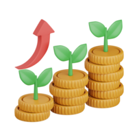 3d rendering growth isolated useful for business, analytics, web, money and finance design element png