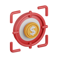 3d rendering target isolated useful for business, analytics, web, money and finance design element png