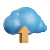 3d rendering cloud upload isolated useful for cloud, network, computing, technology, database, server and connection design element png