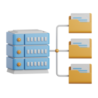 3d Renderização base de dados pasta isolado útil para nuvem, rede, Informática, tecnologia, base de dados, servidor e conexão Projeto elemento png