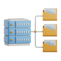 3d renderen databank map geïsoleerd nuttig voor wolk, netwerk, computergebruik, technologie, databank, server en verbinding ontwerp element png