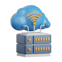 3d Renderização nuvem hospedagem isolado útil para nuvem, rede, Informática, tecnologia, base de dados, servidor e conexão Projeto elemento png