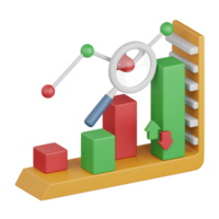 3d representación mercado análisis aislado útil para negocio, analítica, web, dinero y Finanzas diseño png