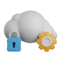 3d Renderização nuvem segurança isolado útil para nuvem, rede, Informática, tecnologia, base de dados, servidor e conexão Projeto elemento png