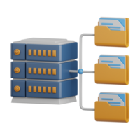 3d renderen databank map geïsoleerd nuttig voor wolk, netwerk, computergebruik, technologie, databank, server en verbinding ontwerp element png