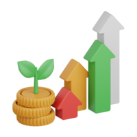 3d renderen winst geïsoleerd nuttig voor bedrijf, analyse, web, geld en financiën ontwerp element png