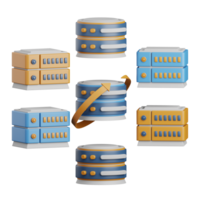 3d renderen gegevens centrum geïsoleerd nuttig voor wolk, netwerk, computergebruik, technologie, databank, server en verbinding ontwerp element png