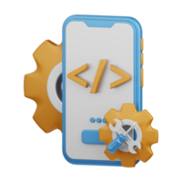 3d le rendu app développement isolé utile pour technologie, la programmation, développement, codage, logiciel, application, l'informatique, serveur et lien conception élément png