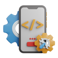 3d le rendu app développement isolé utile pour technologie, la programmation, développement, codage, logiciel, application, l'informatique, serveur et lien conception élément png