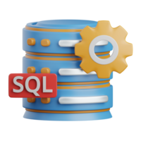 3d rendering sql isolated useful for technology, programming, development, coding, software, app, computing, server and connection design element png