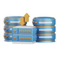 3d representación base de datos aislado útil para tecnología, programación, desarrollo, codificación, software, aplicación, informática, servidor y conexión diseño elemento png