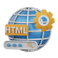 3d renderen html geïsoleerd nuttig voor technologie, programmeren, ontwikkeling, codering, software, app, computergebruik, server en verbinding ontwerp element png