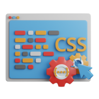 3d rendering css coding isolated useful for technology, programming, development, coding, software, app, computing, server and connection design element png