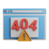 3d representación error 404 aislado útil para tecnología, programación, desarrollo, codificación, software, aplicación, informática, servidor y conexión diseño elemento png