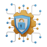 3d rendering cyber security isolated useful for technology, programming, development, coding, software, app, computing, server and connection design element png