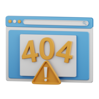 3d renderen fout 404 geïsoleerd nuttig voor technologie, programmeren, ontwikkeling, codering, software, app, computergebruik, server en verbinding ontwerp element png