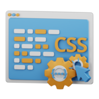 3d le rendu css codage isolé utile pour technologie, la programmation, développement, codage, logiciel, application, l'informatique, serveur et lien conception élément png