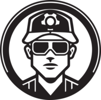 mechanic or engineer logo in flat line art style png