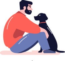 mão desenhado jovem homem com cachorro dentro plano estilo png