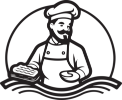 mannetje chef logo in modieus en minimaal stijl png