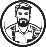 mechanic or engineer logo in flat line art style png