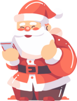 Hand Drawn Happy Santa character in flat style png