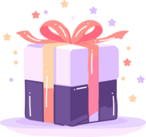 Hand Drawn christmas gift box in flat style png